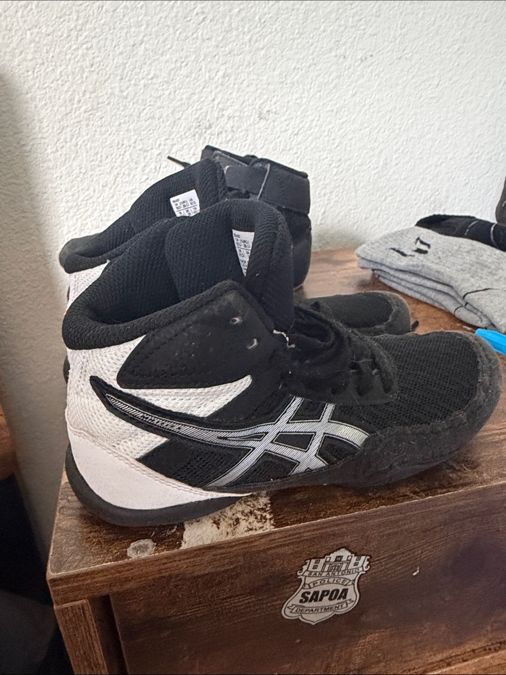 Asics Black and White Kids High-Top Sneakers